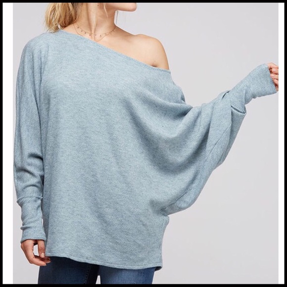 Dolman Sleeve Off-the-Shoulder Top - Picture 3 of 5
